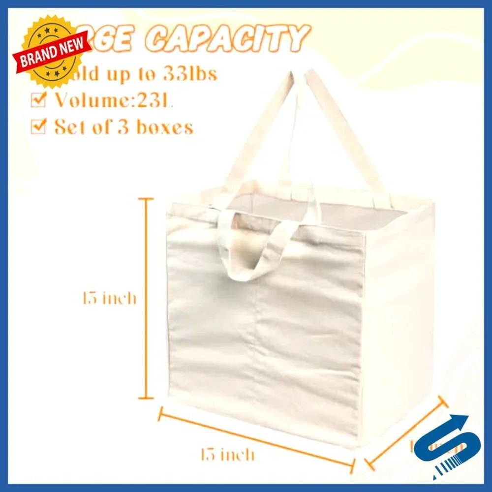 Canvas Reusable Grocery Totes Foldable Washable Eco-Friendly Shopping Bags